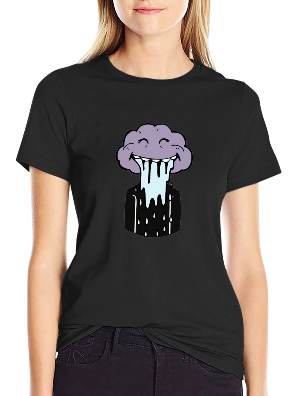 Funny Cloud Graphic Tee - Black