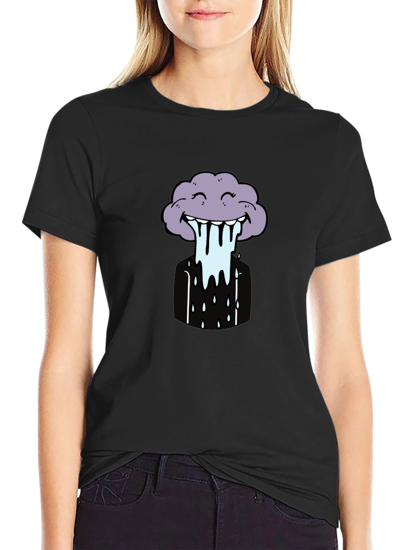 Funny Cloud Graphic Tee - Black
