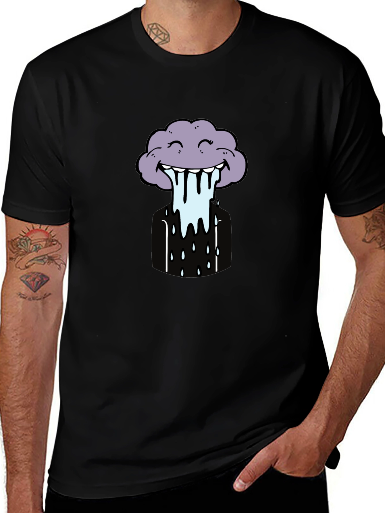 Funny Cloud Graphic Tee - Black