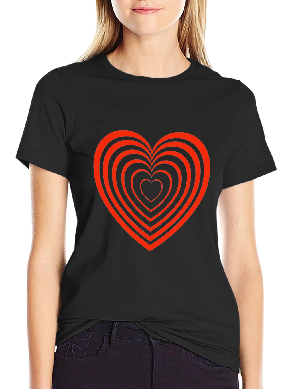 Heart Tunnel Graphic Tee - Stylish Black T-Shirt