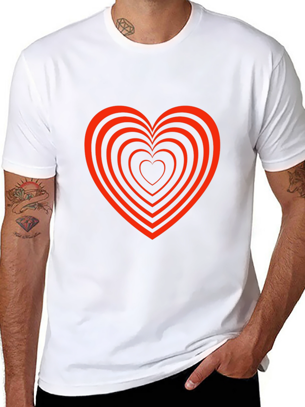 Heart Tunnel Graphic Tee - Stylish Black T-Shirt