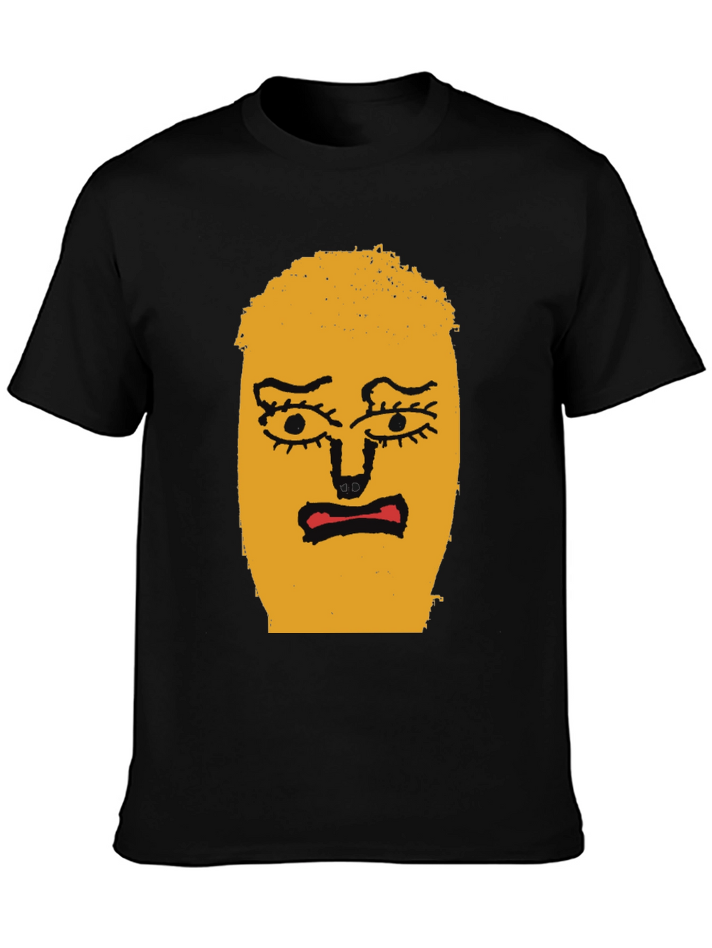 Expressive Face Graphic Tee - Black Cotton T-Shirt