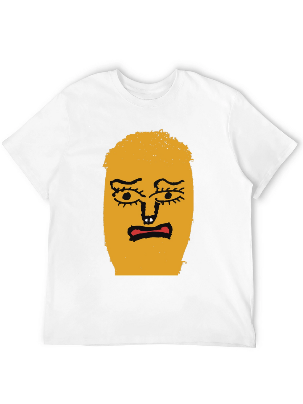 Expressive Face Graphic Tee - Black Cotton T-Shirt
