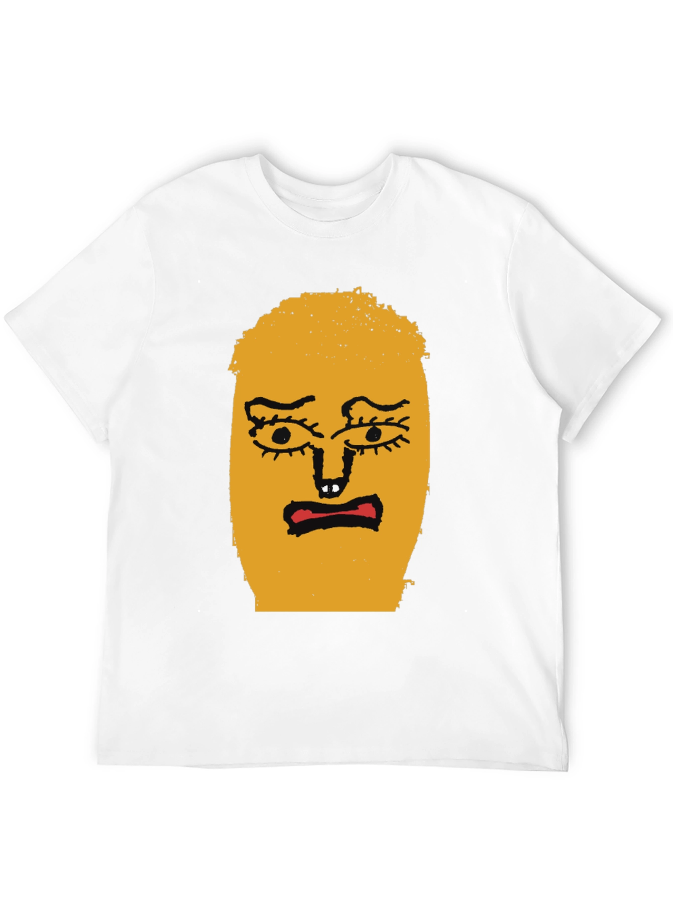 Expressive Face Graphic Tee - Black Cotton T-Shirt