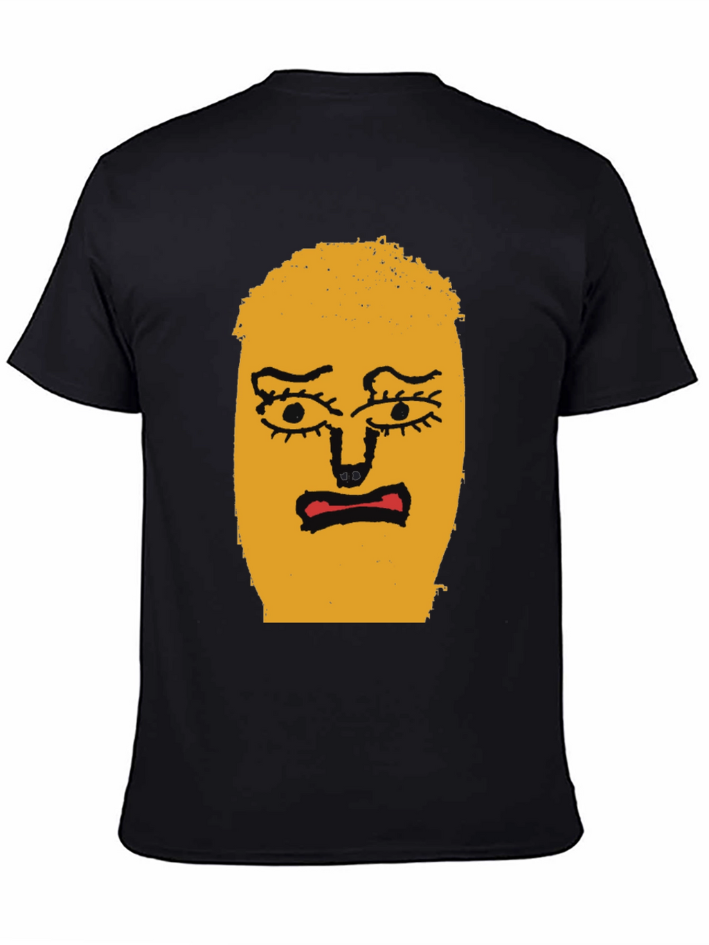 Expressive Face Graphic Tee - Black Cotton T-Shirt