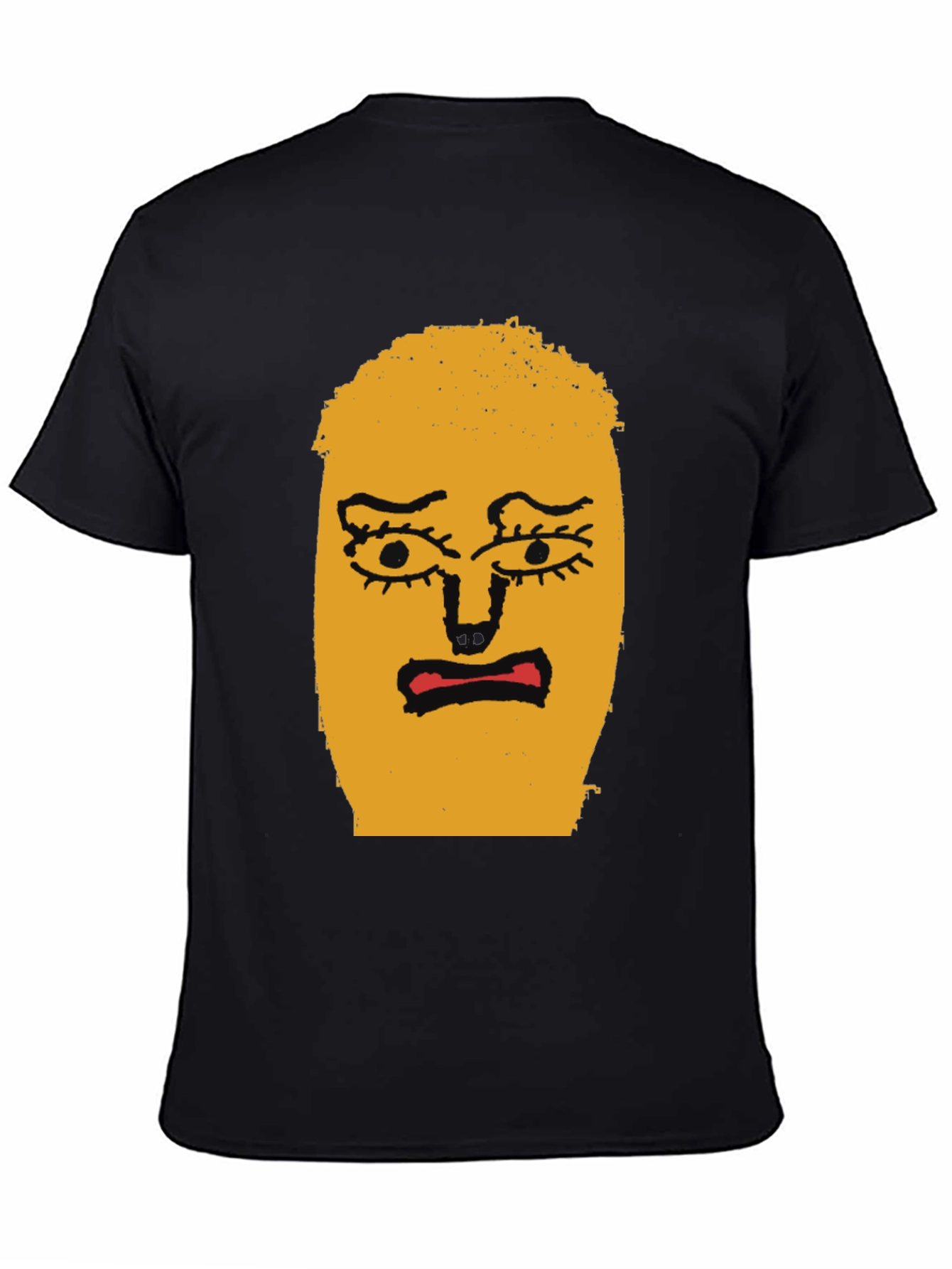 Expressive Face Graphic Tee - Black Cotton T-Shirt