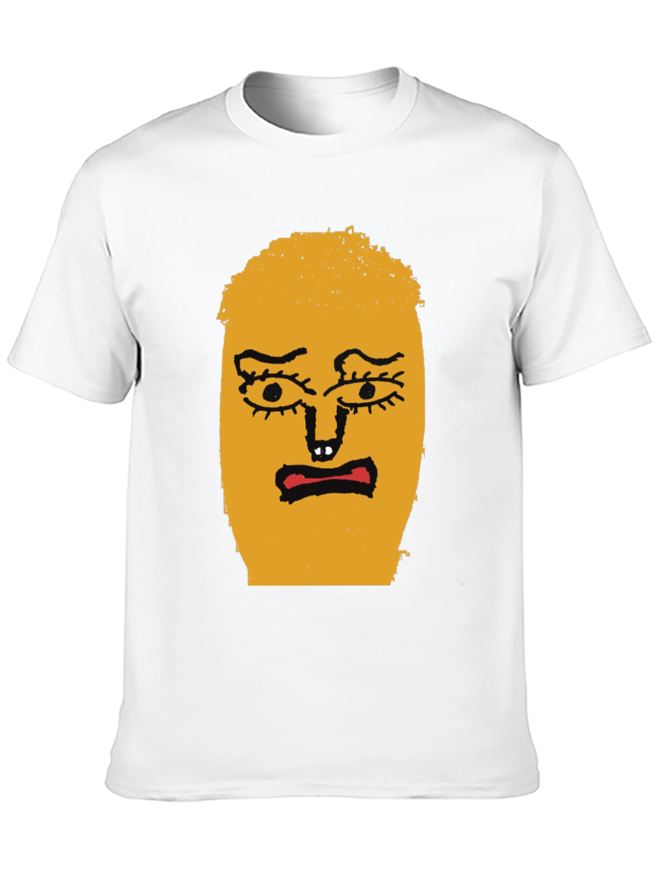 Expressive Face Graphic Tee - Black Cotton T-Shirt
