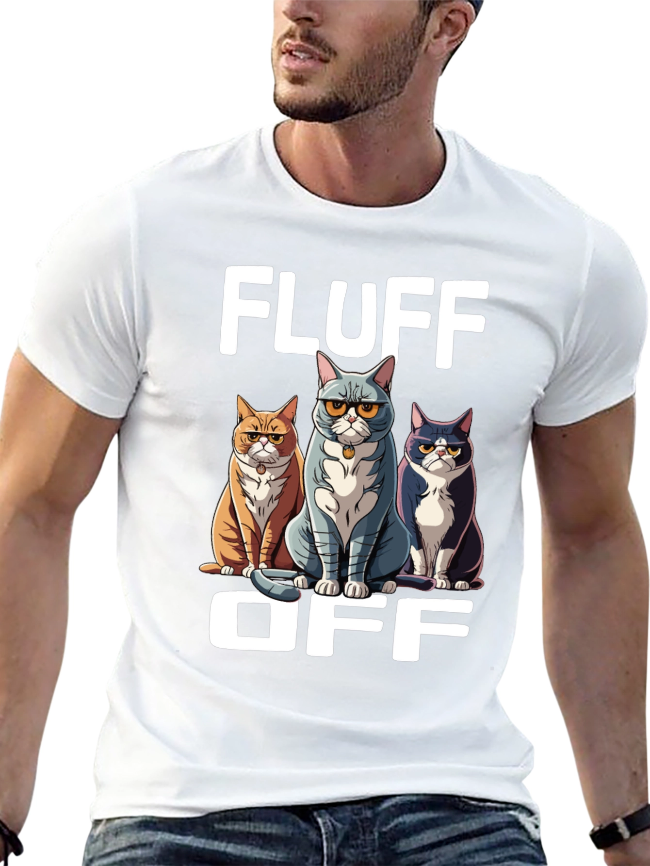 Fluff Off Cat Graphic T-Shirt