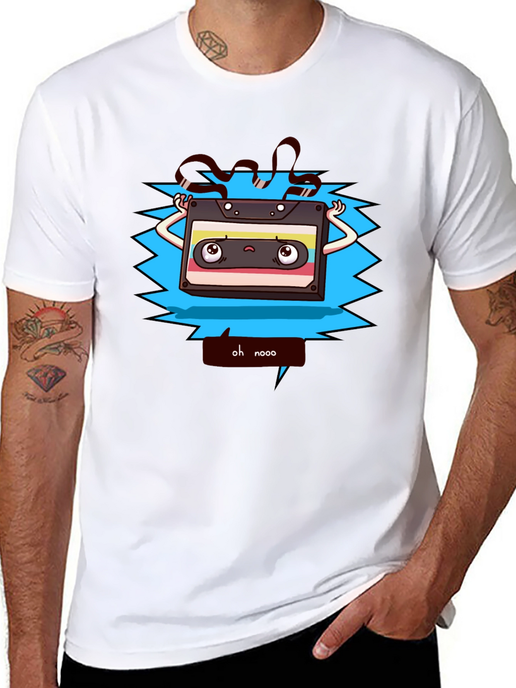 Retro Cartoon Cassette Tape Graphic T-Shirt