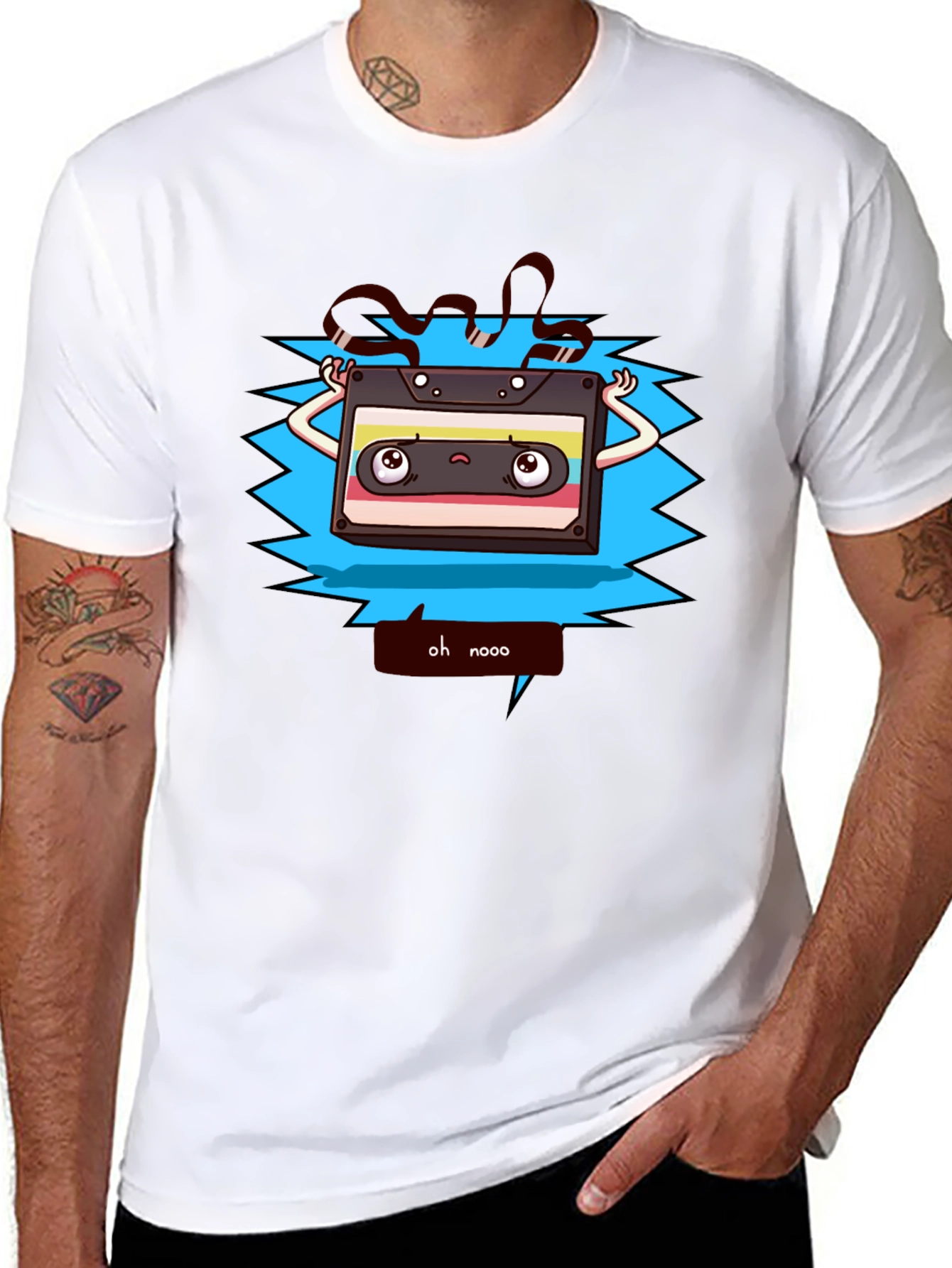 Retro Cartoon Cassette Tape Graphic T-Shirt