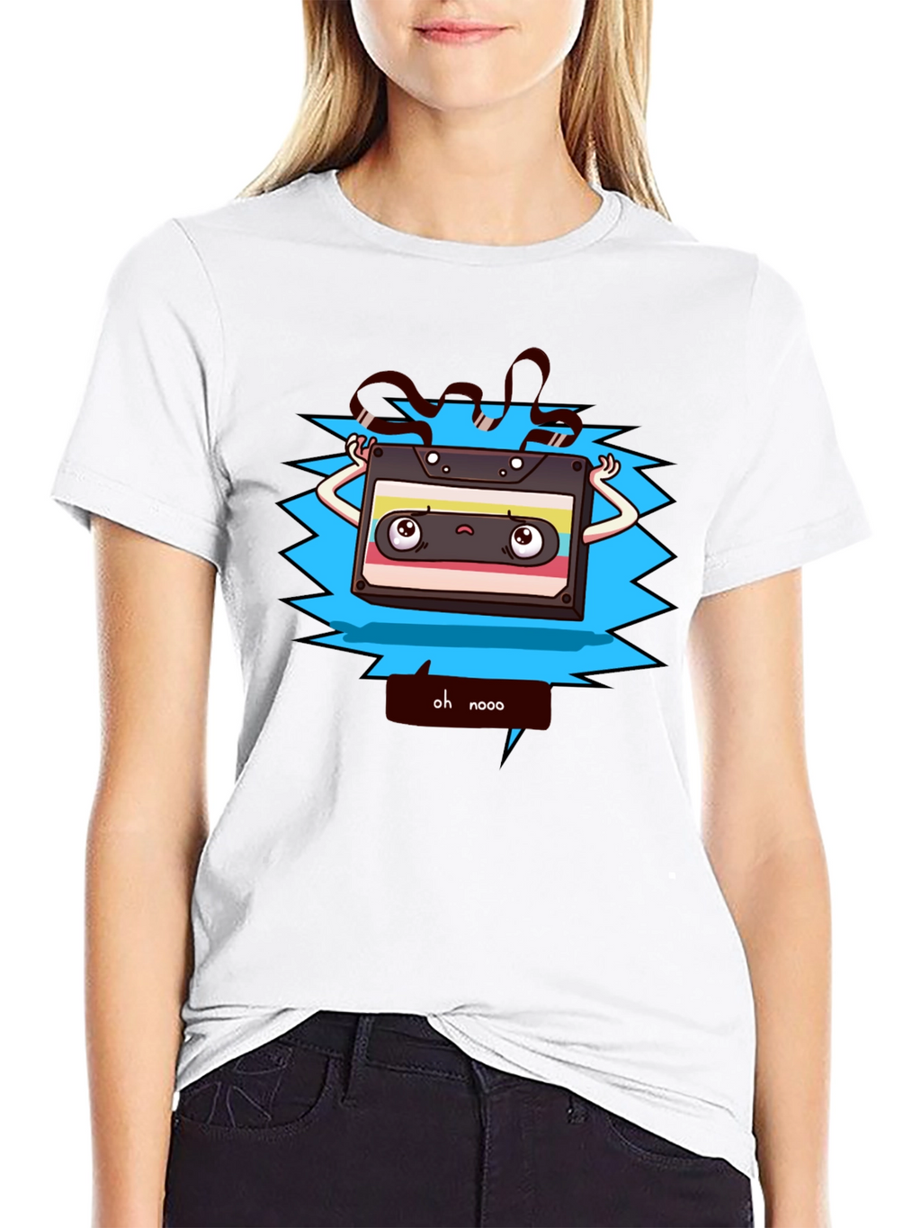 Retro Cartoon Cassette Tape Graphic T-Shirt