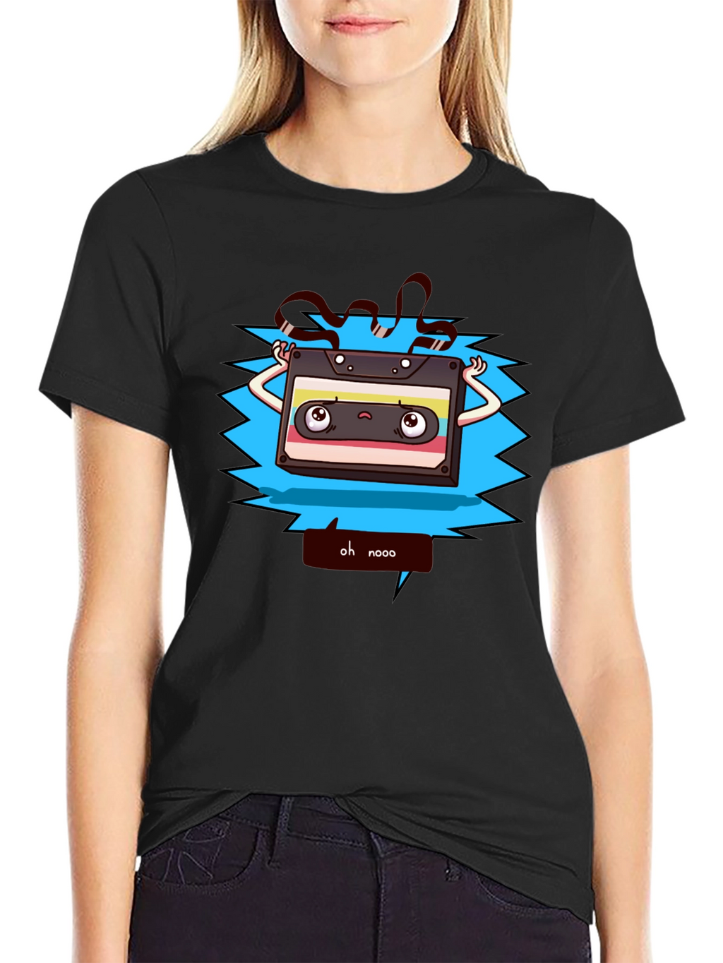 Retro Cartoon Cassette Tape Graphic T-Shirt