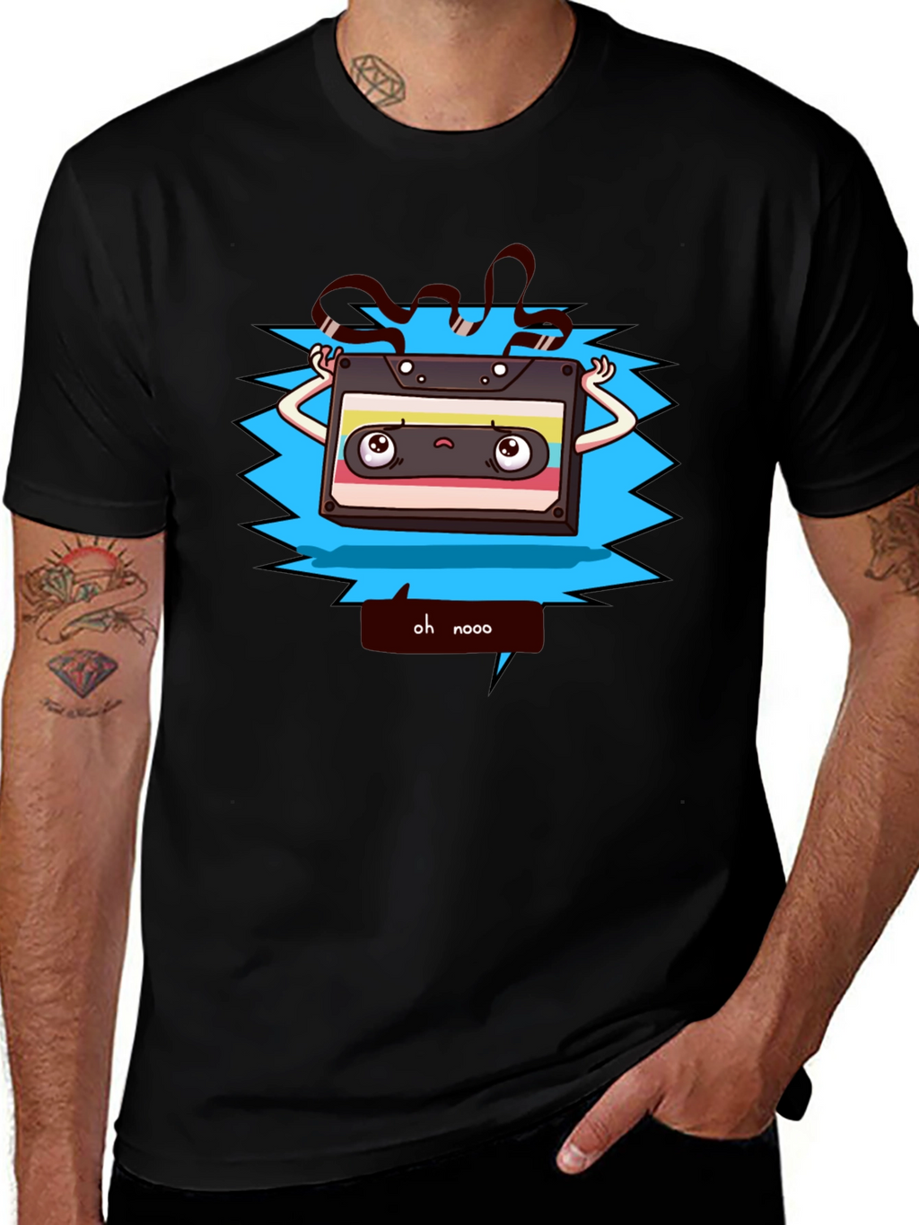 Retro Cartoon Cassette Tape Graphic T-Shirt