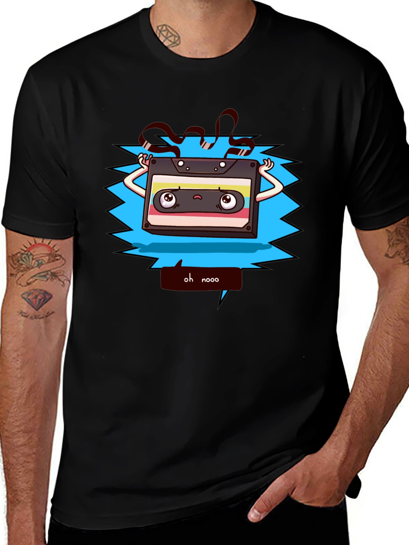 Retro Cartoon Cassette Tape Graphic T-Shirt