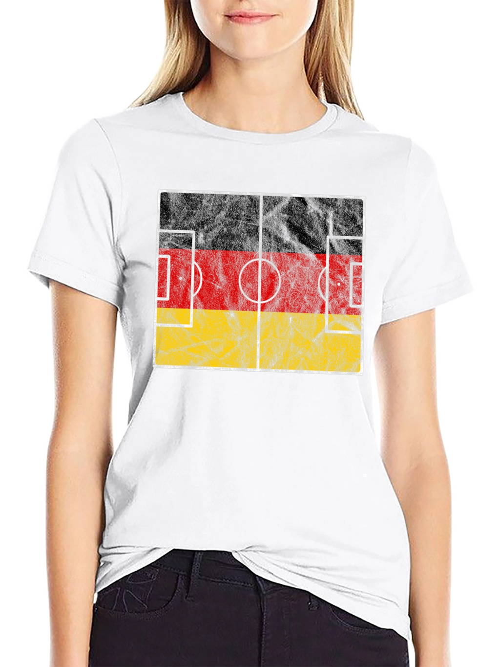 Germany Flag Soccer Field Black T-Shirt