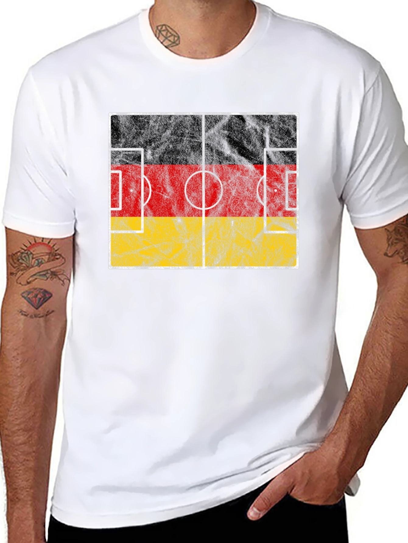 Germany Flag Soccer Field Black T-Shirt