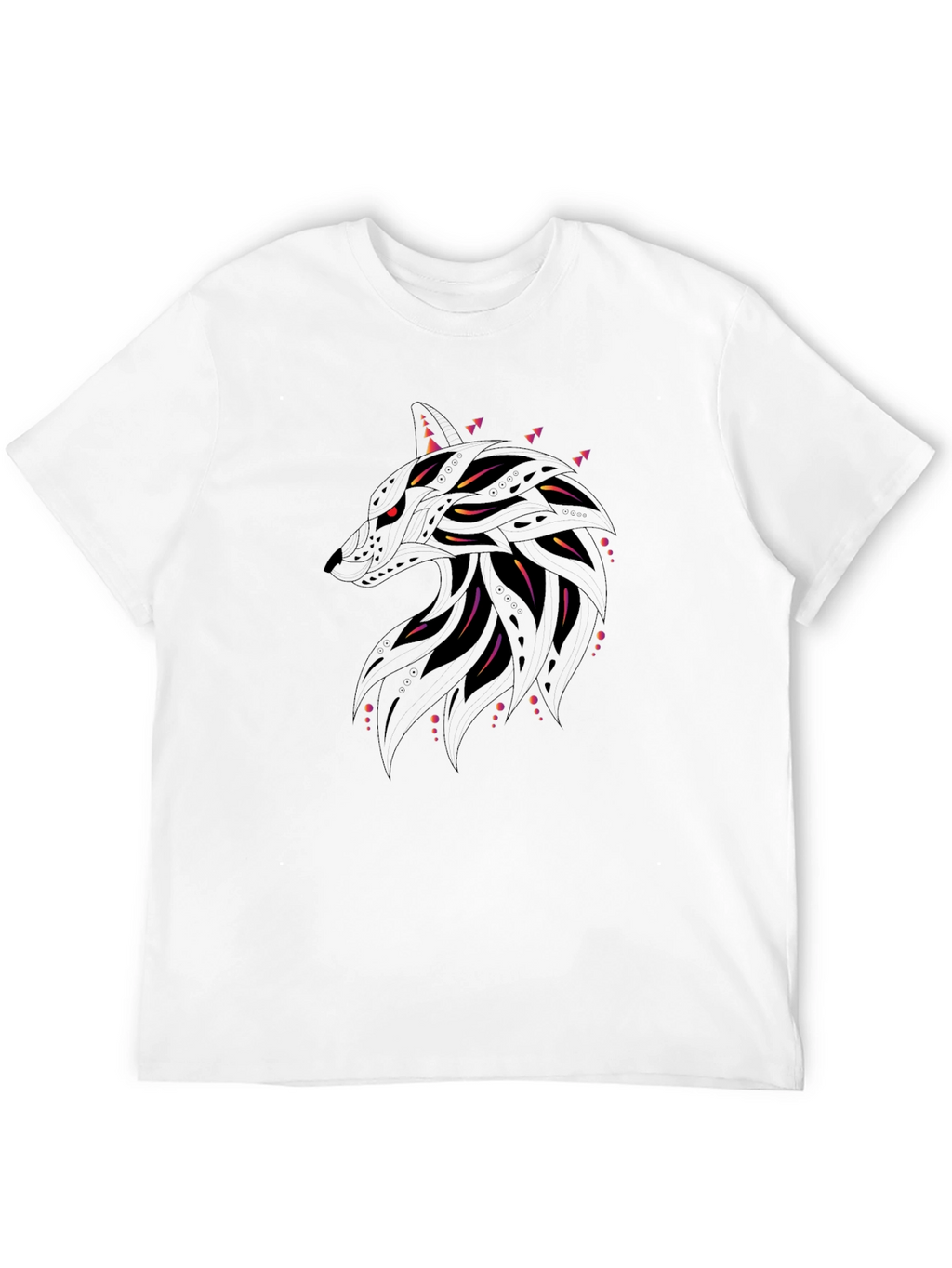 Abstract Wolf Graphic Black T-Shirt