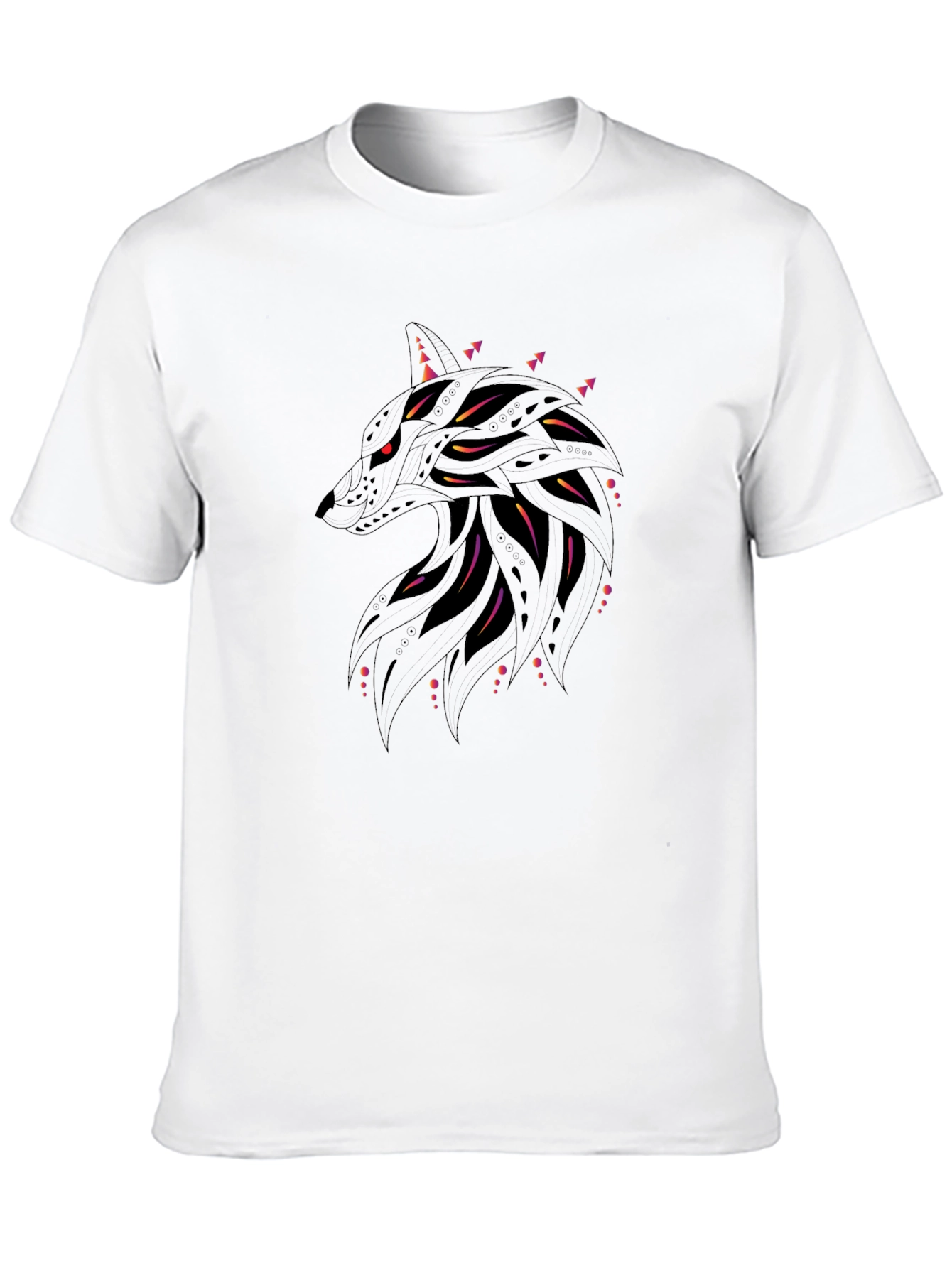 Abstract Wolf Graphic Black T-Shirt