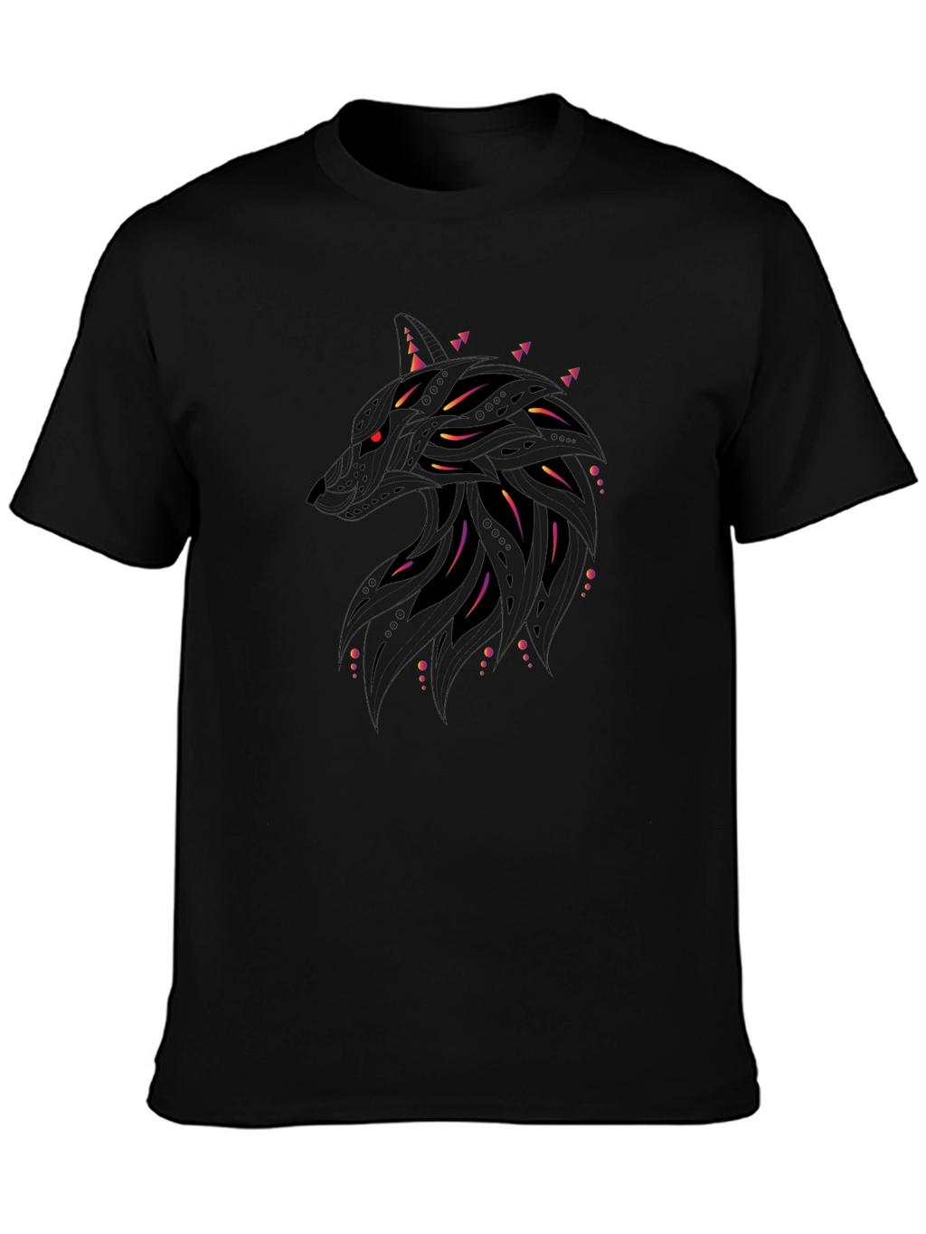 Abstract Wolf Graphic Black T-Shirt