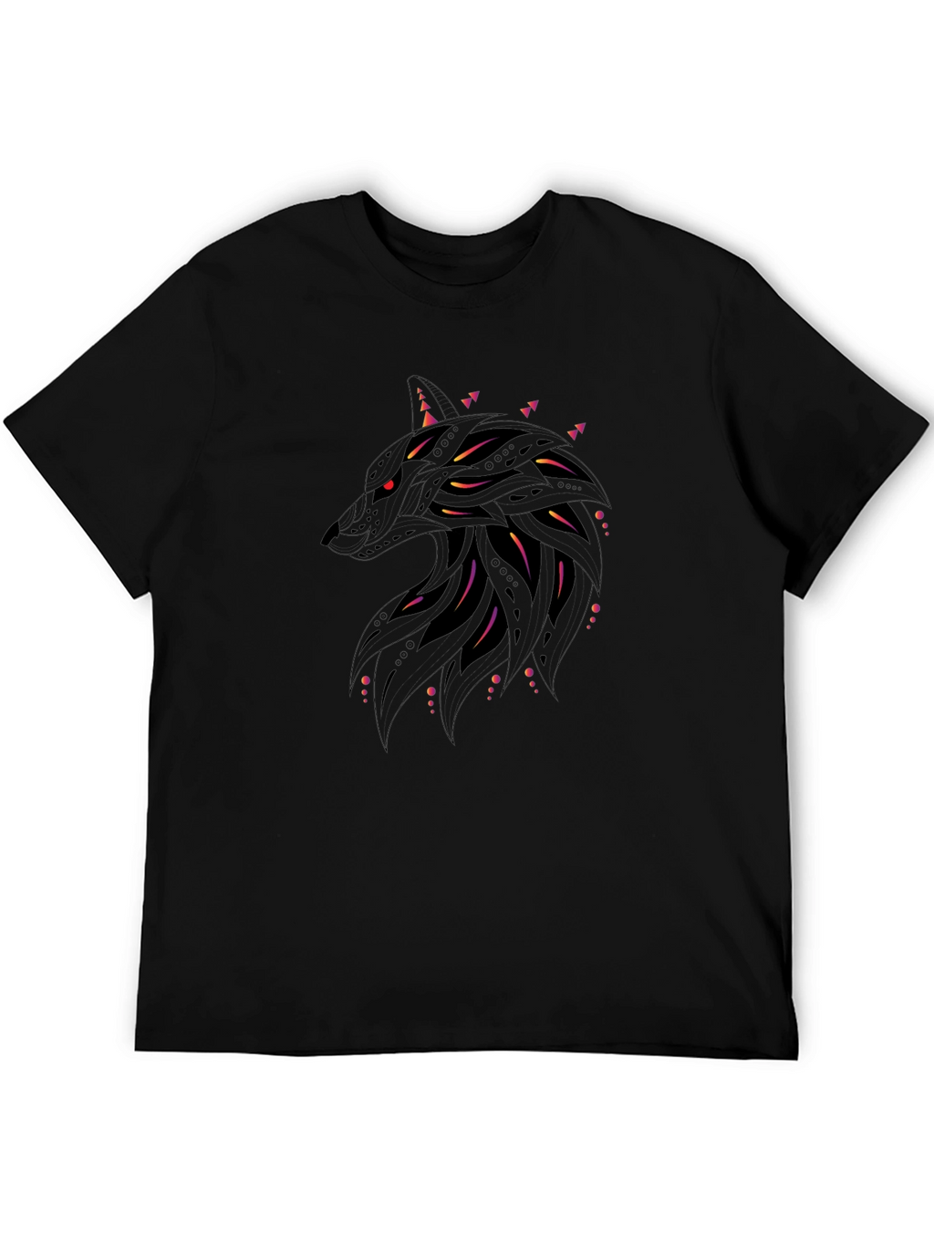 Abstract Wolf Graphic Black T-Shirt