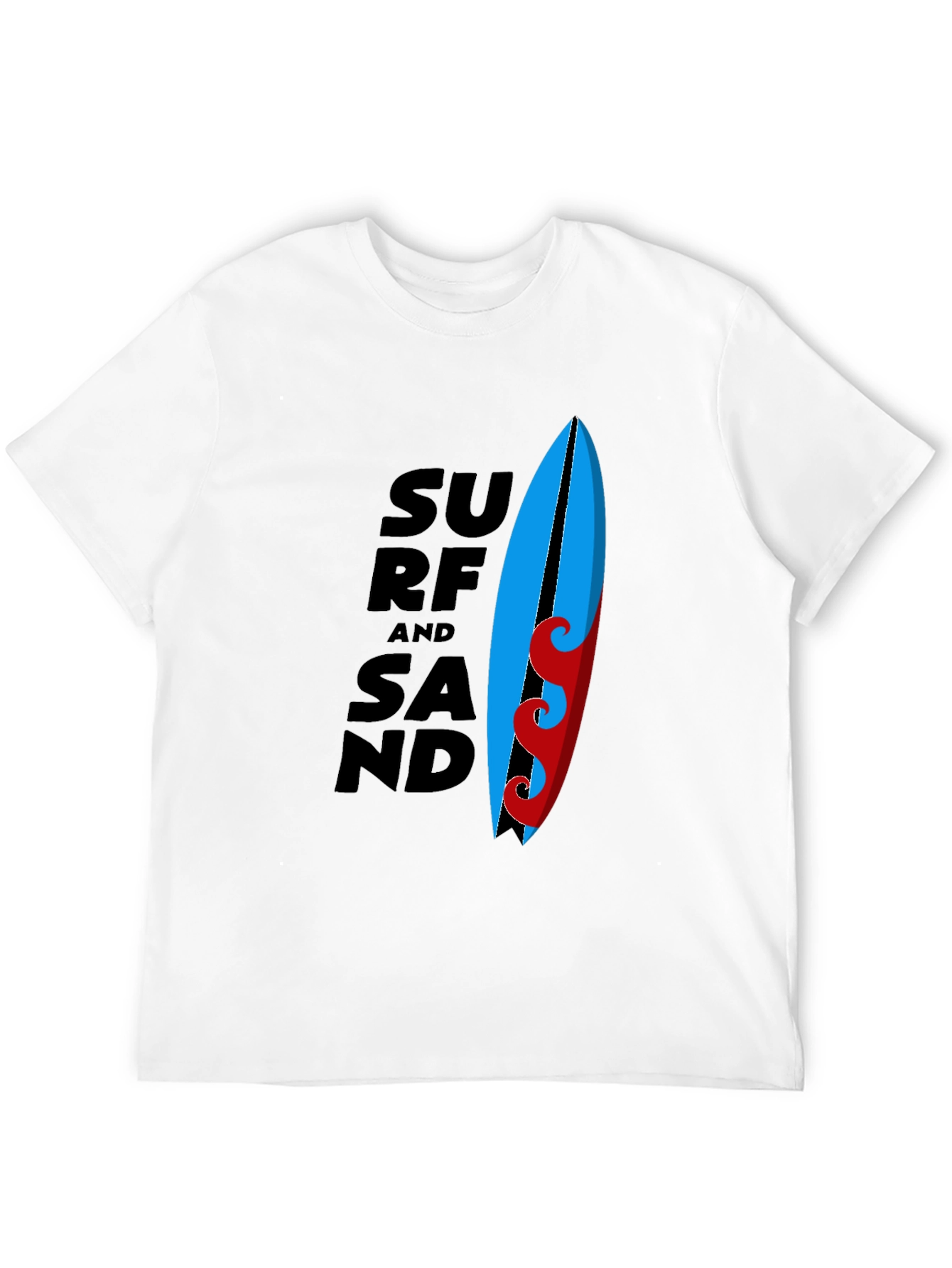 Surf and Sand Graphic Tee - Black Cotton T-Shirt