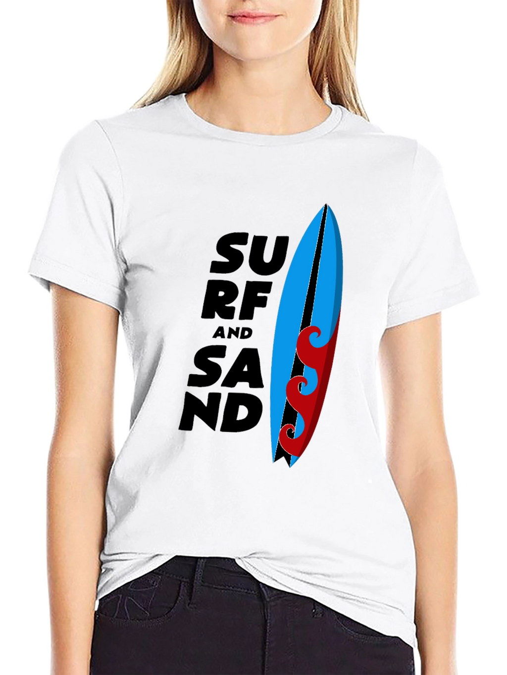 Surf and Sand Graphic Tee - Black Cotton T-Shirt