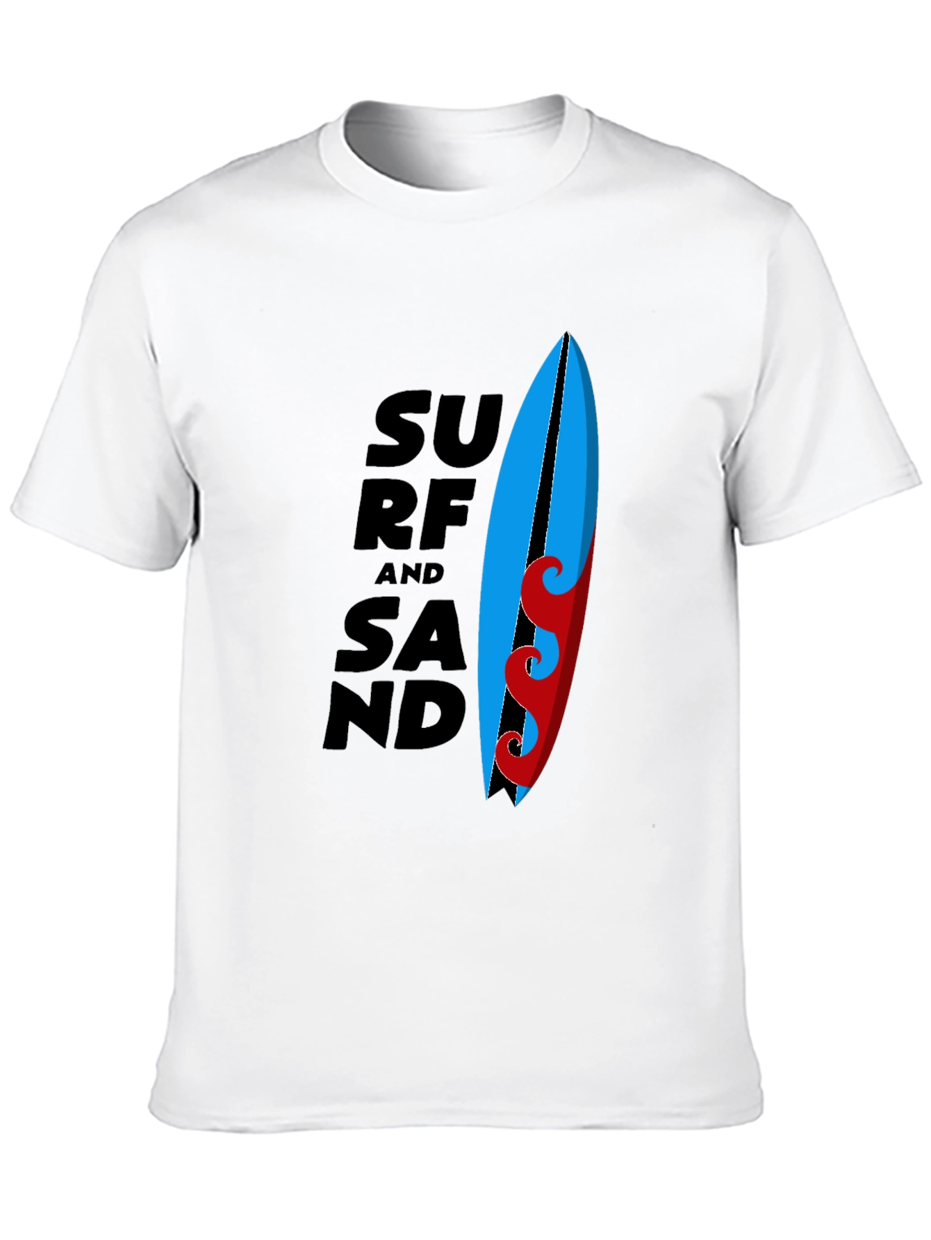 Surf and Sand Graphic Tee - Black Cotton T-Shirt