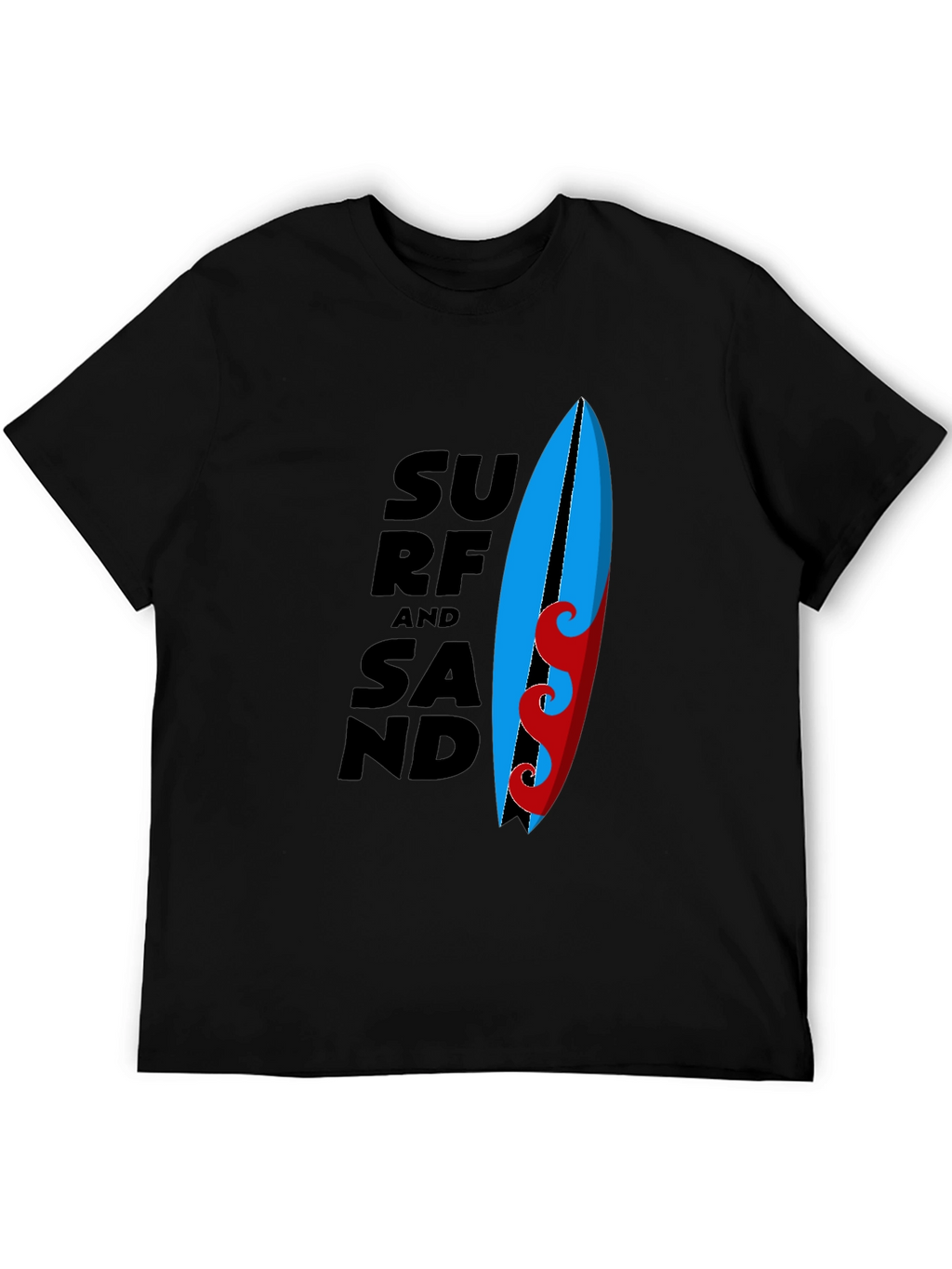 Surf and Sand Graphic Tee - Black Cotton T-Shirt