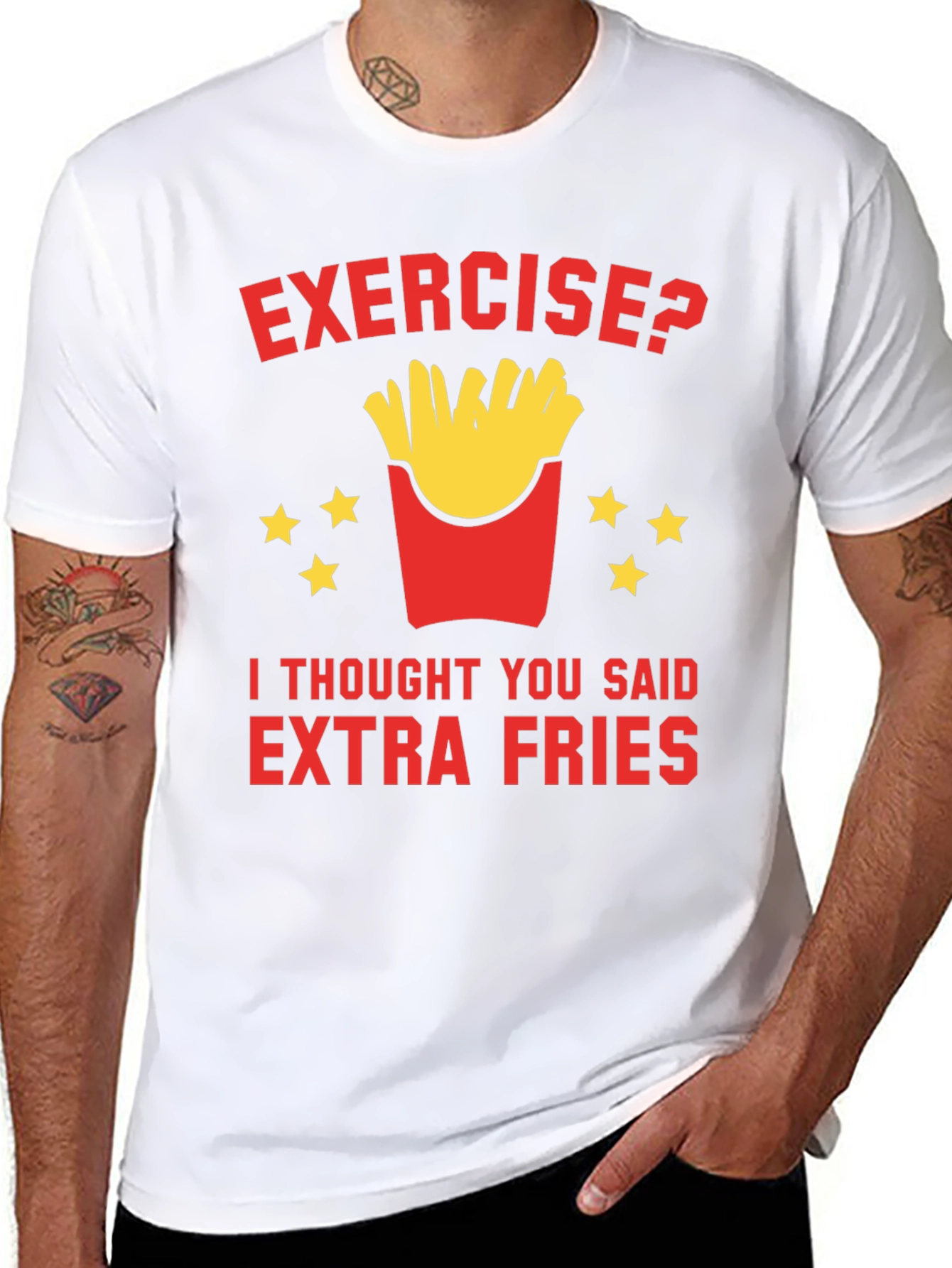 Exercise? Extra Fries T-Shirt Funny Foodie