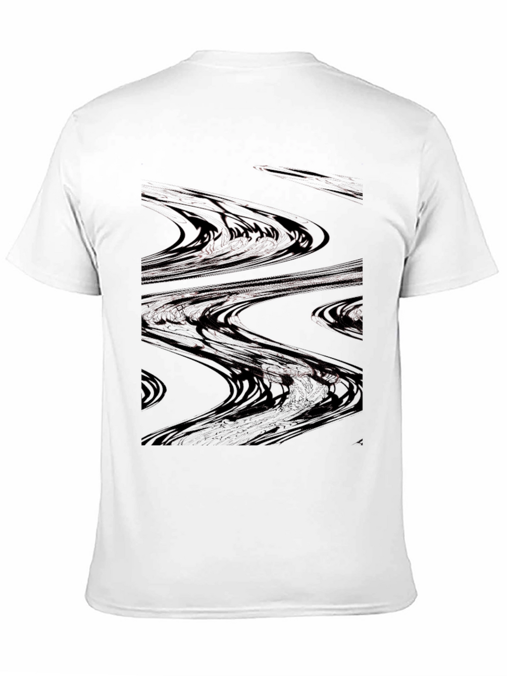 Abstract Wave Pattern Black T-Shirt