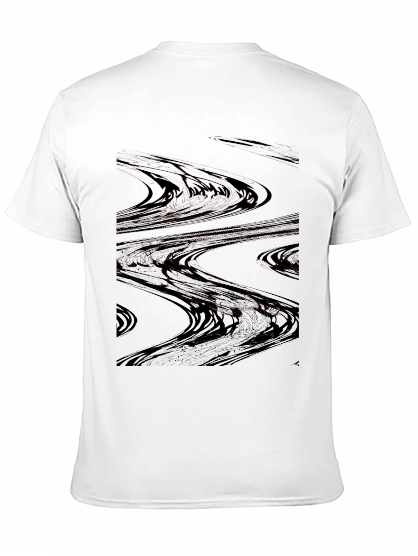 Abstract Wave Pattern Black T-Shirt