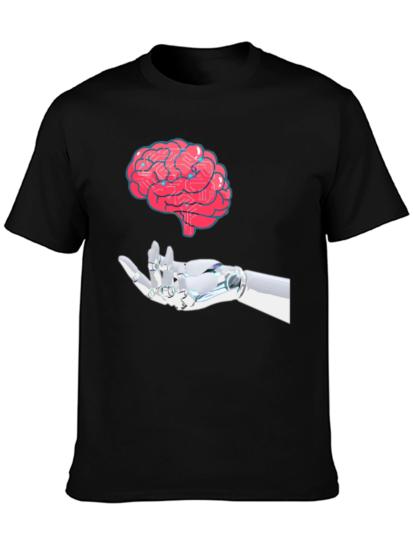 Brain & Robot Hand Graphic T-Shirt