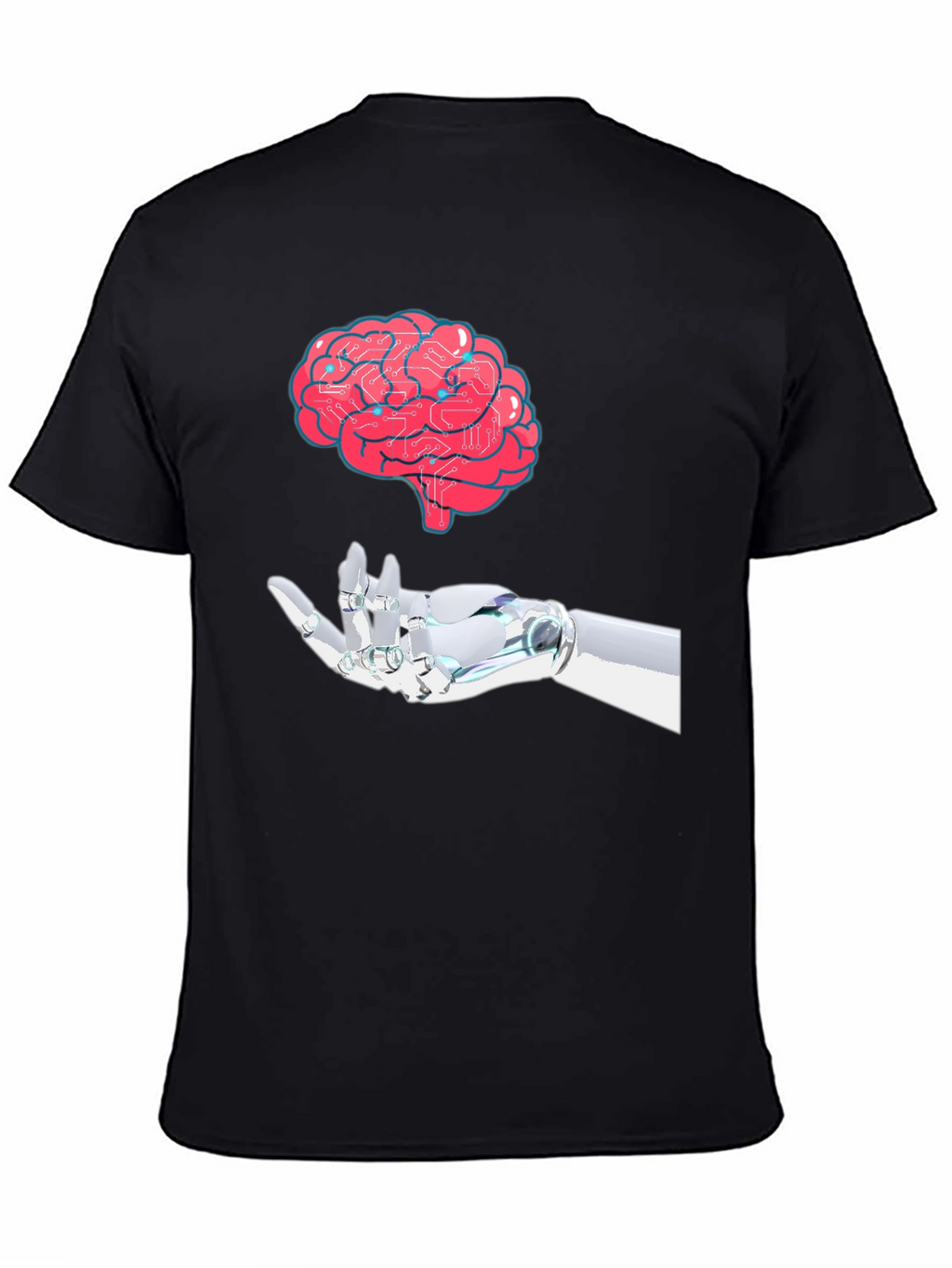 Brain & Robot Hand Graphic T-Shirt