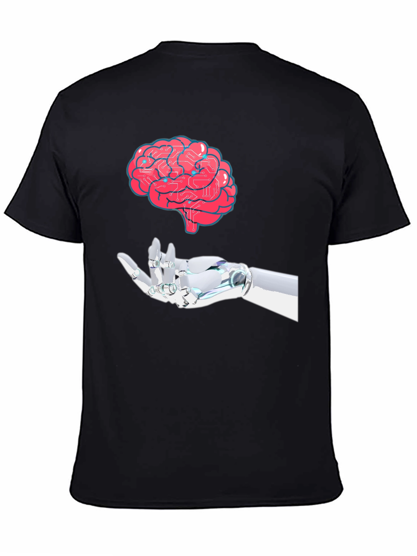 Brain & Robot Hand Graphic T-Shirt