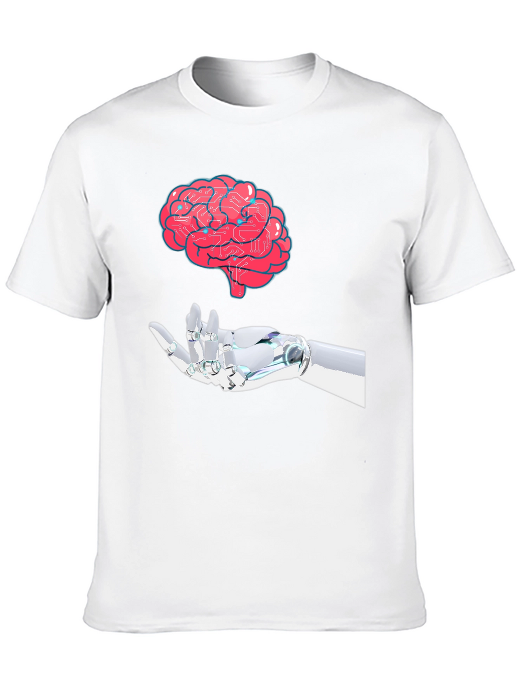 Brain & Robot Hand Graphic T-Shirt