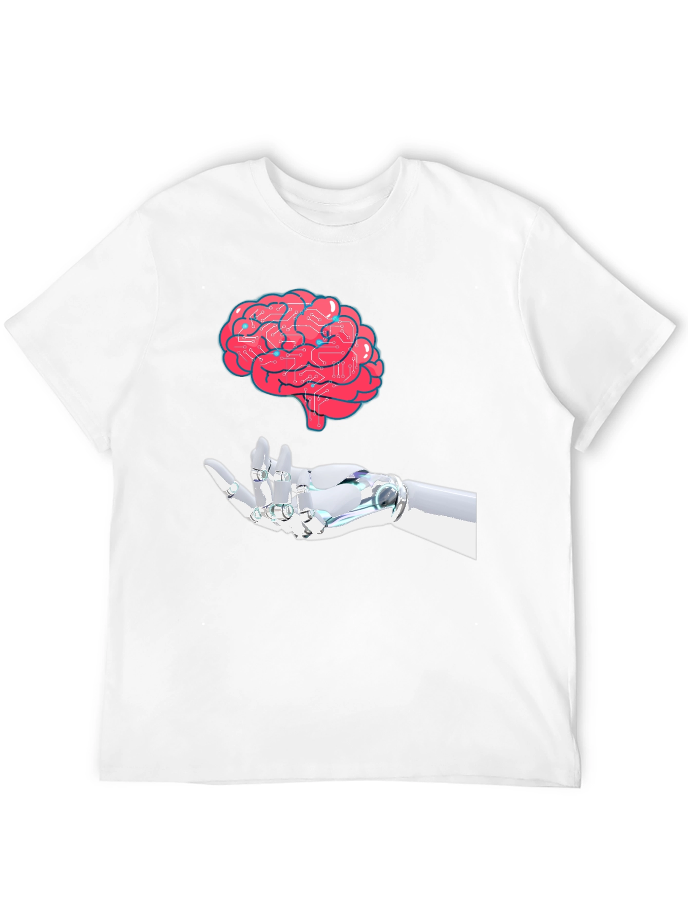 Brain & Robot Hand Graphic T-Shirt