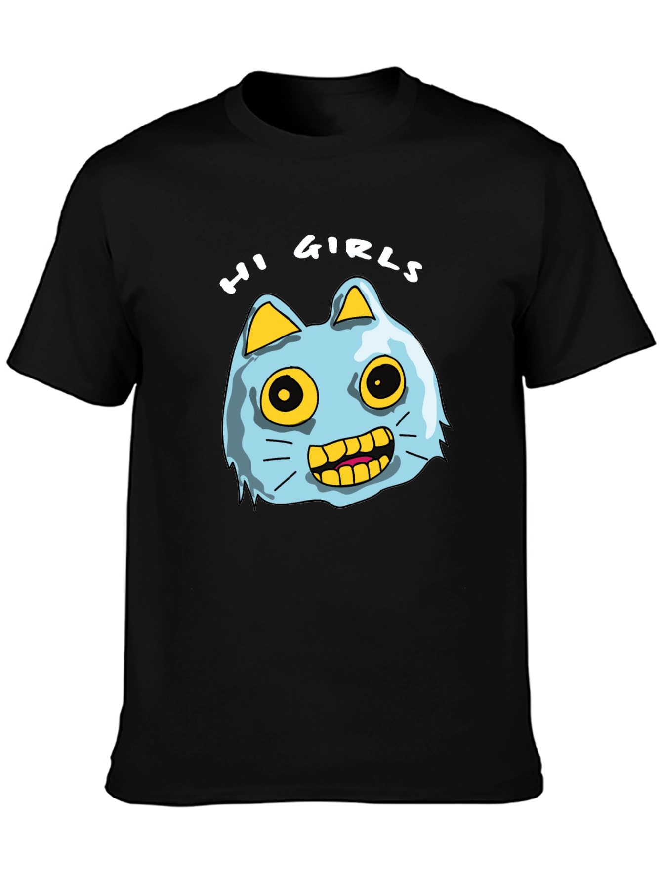 Hi Girls Cartoon Cat T-Shirt