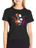 Floral Lesbian Pride Black T-Shirt