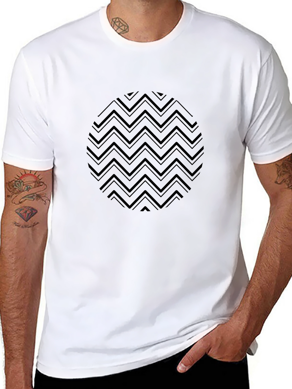 Modern Black T-Shirt with Geometric Circle Design
