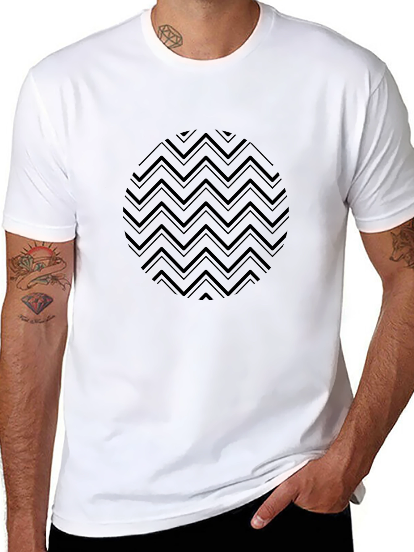 Modern Black T-Shirt with Geometric Circle Design