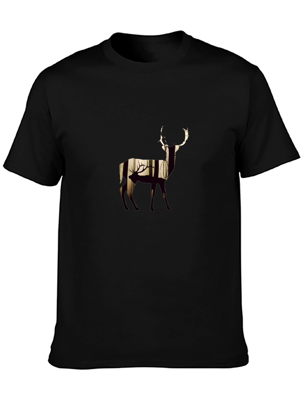 Deer Silhouette Graphic Black T-Shirt