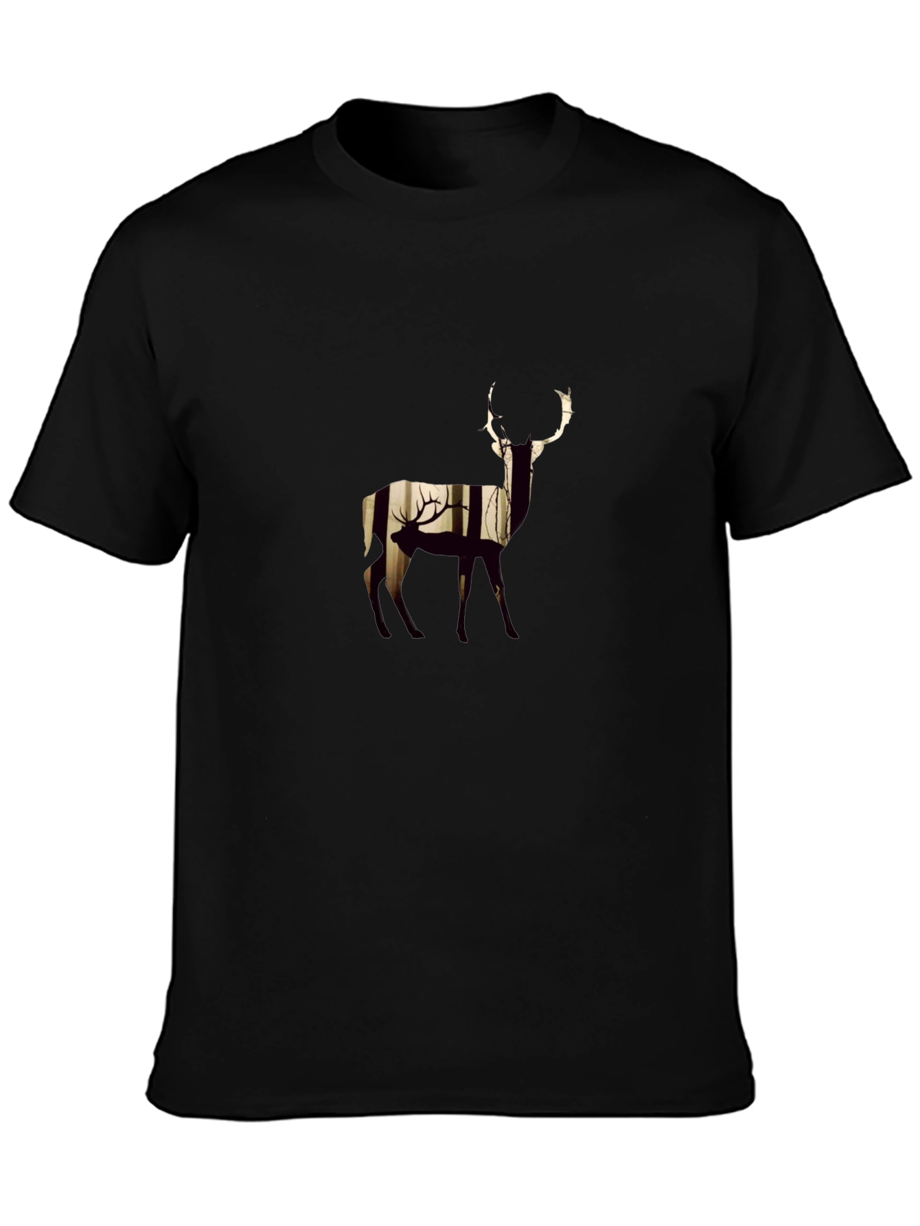 Deer Silhouette Graphic Black T-Shirt