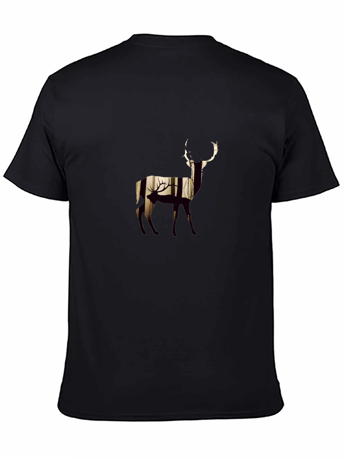 Deer Silhouette Graphic Black T-Shirt