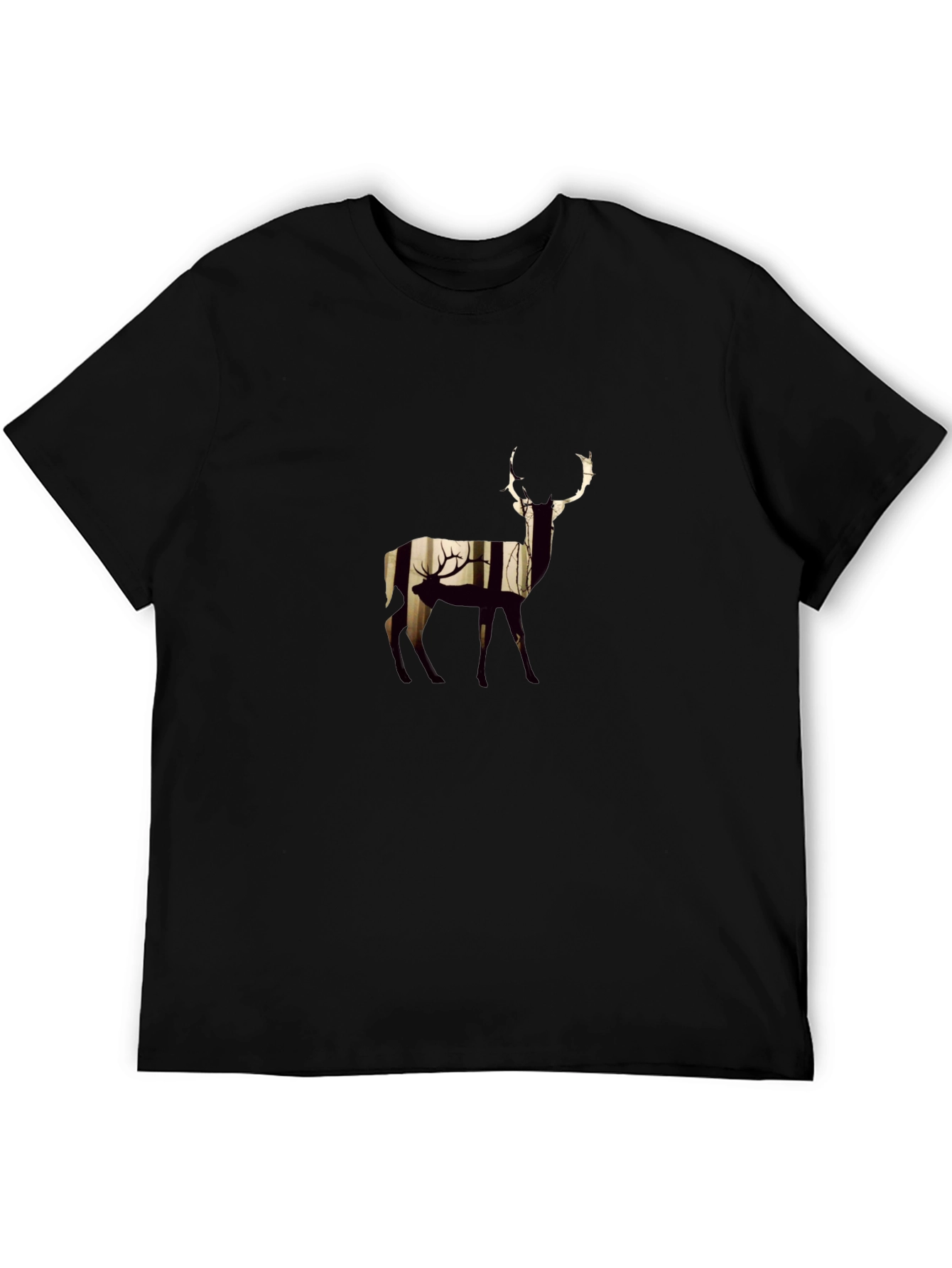 Deer Silhouette Graphic Black T-Shirt