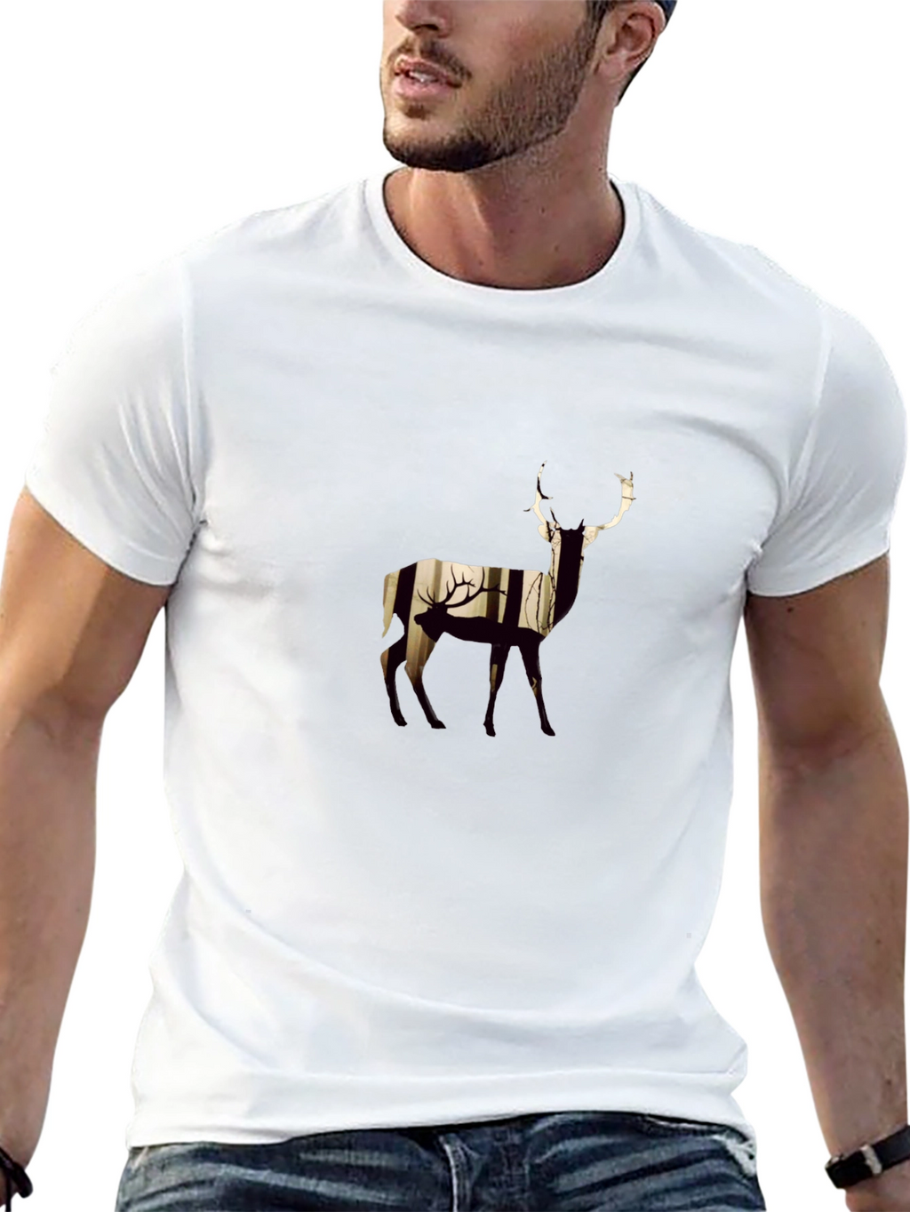 Deer Silhouette Graphic Black T-Shirt