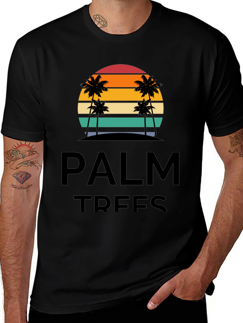 Palm Trees Graphic T-Shirt - Retro Sunset Design