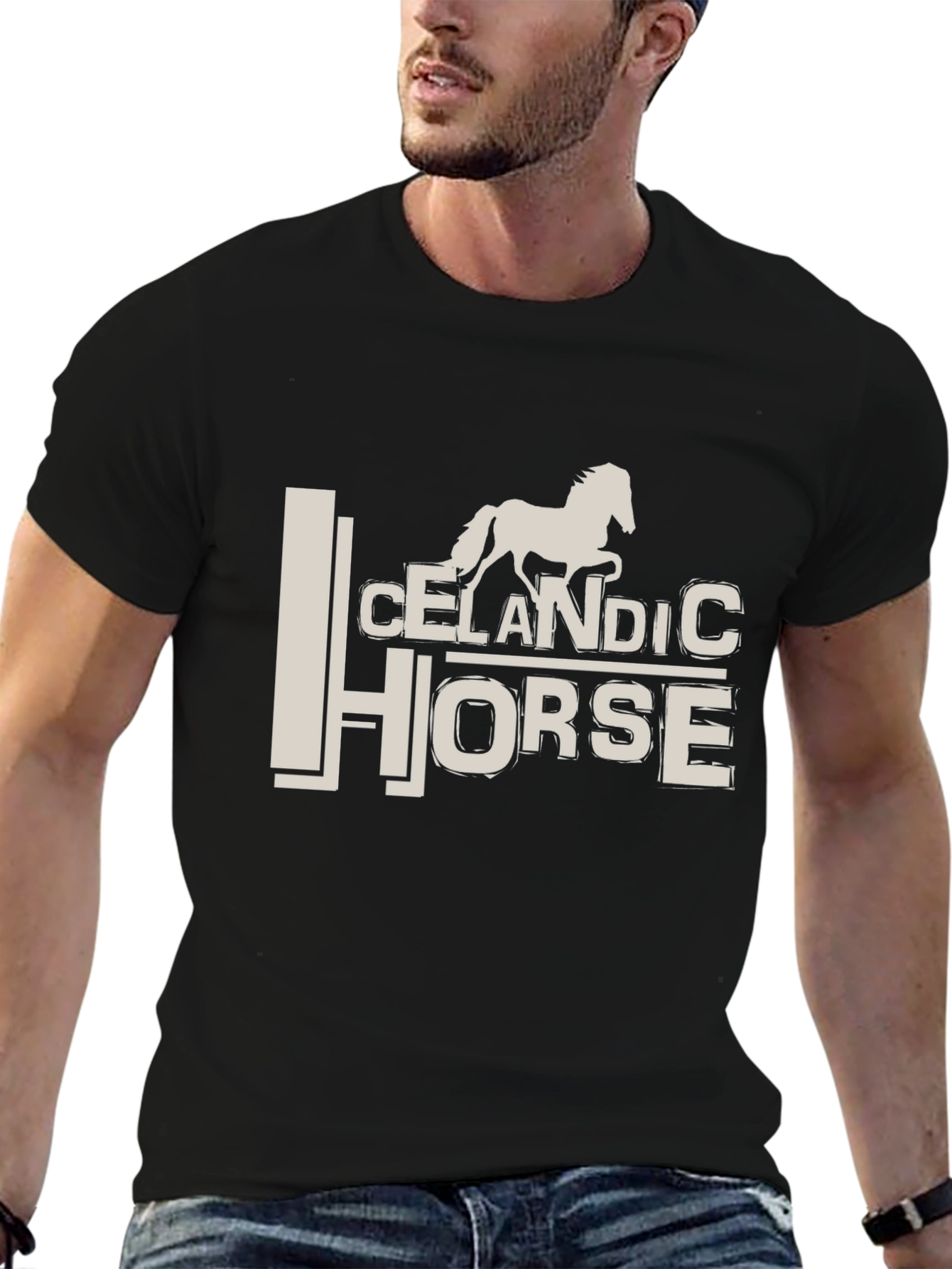 Icelandic Horse Graphic Tee - Stylish Black T-Shirt