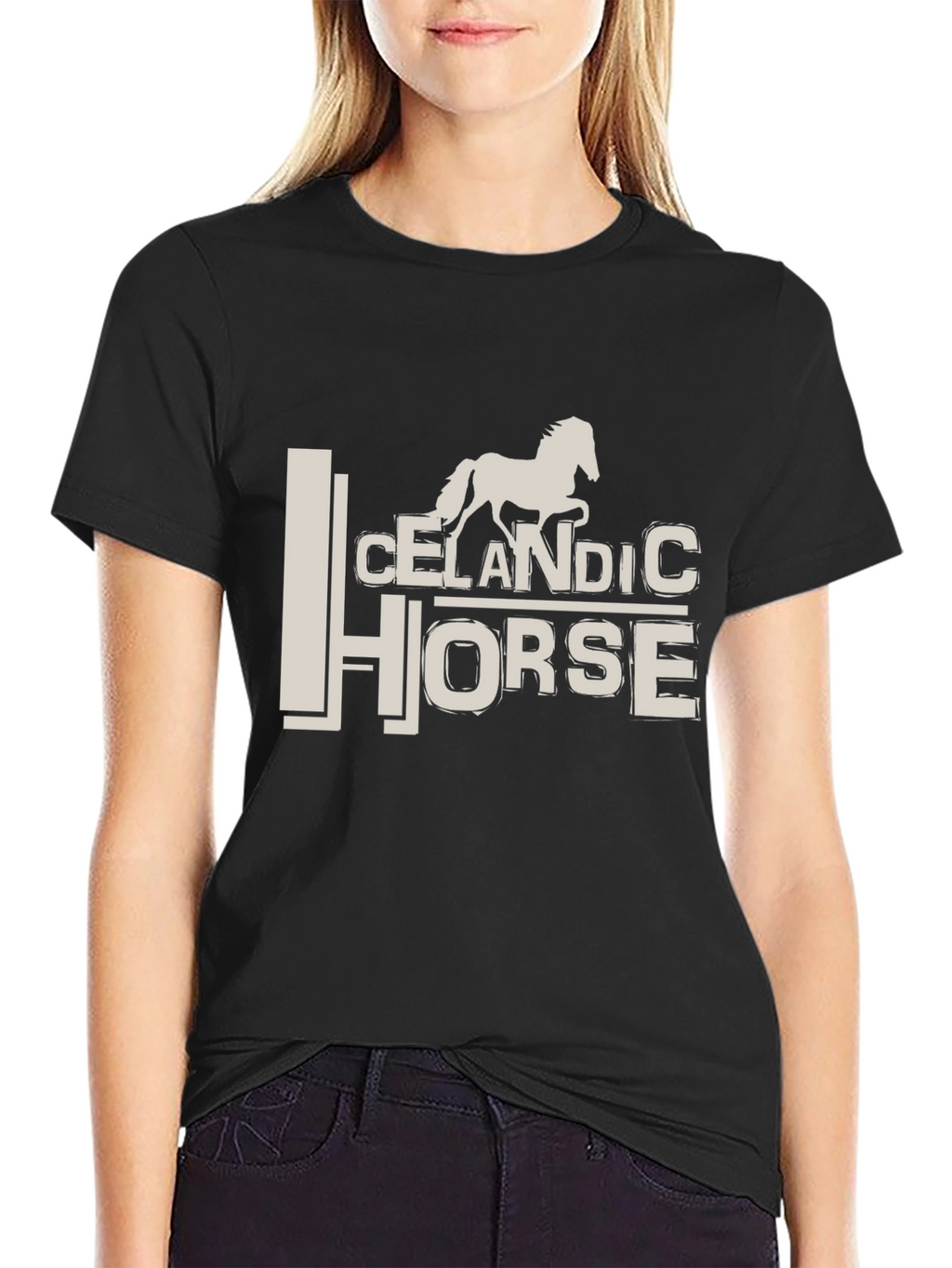 Icelandic Horse Graphic Tee - Stylish Black T-Shirt