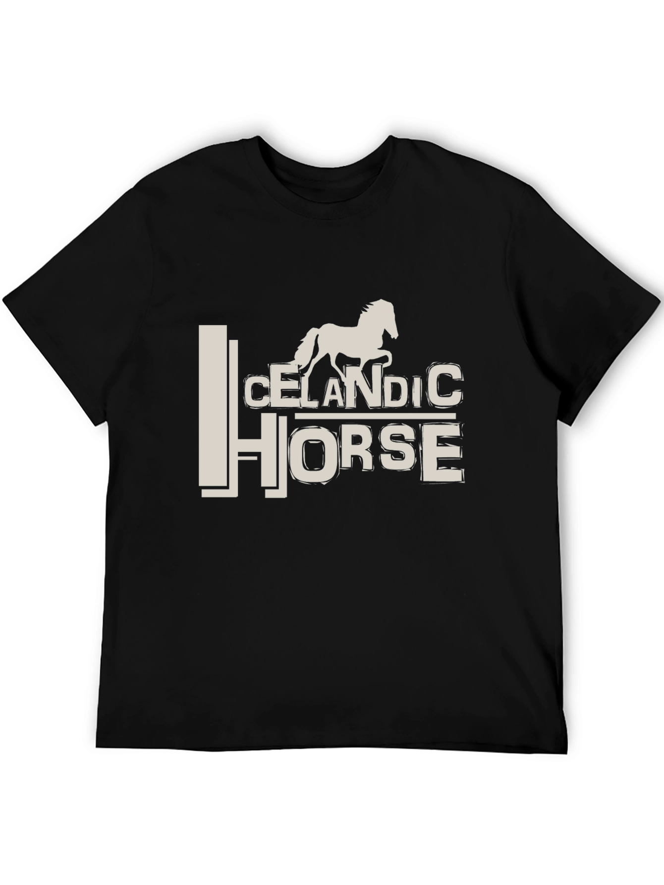 Icelandic Horse Graphic Tee - Stylish Black T-Shirt