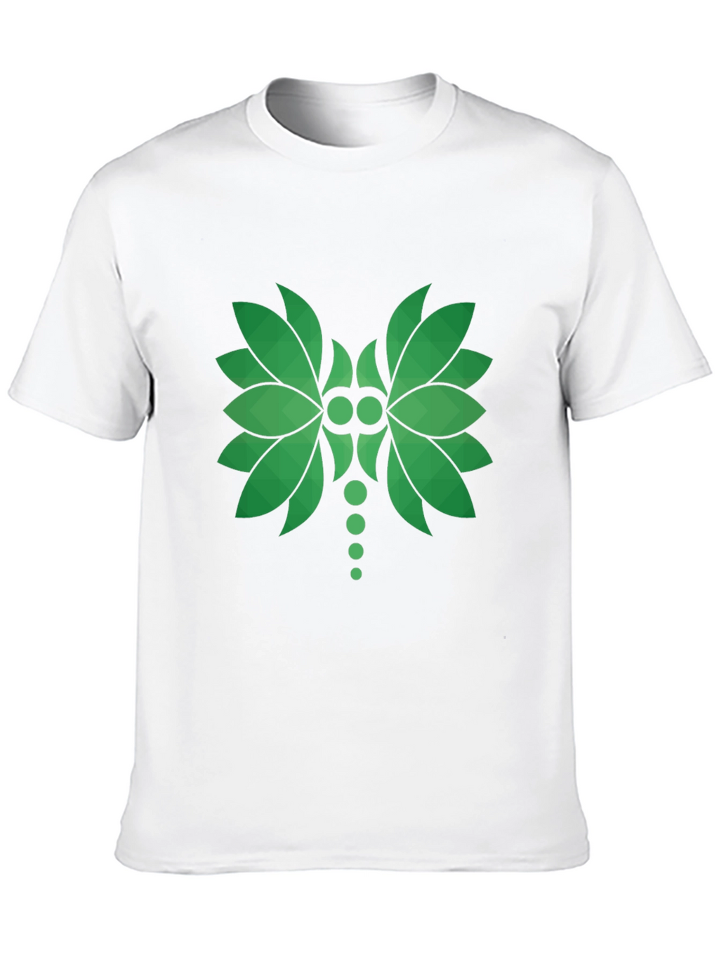 Green Leaf Geometric Graphic Black T-Shirt